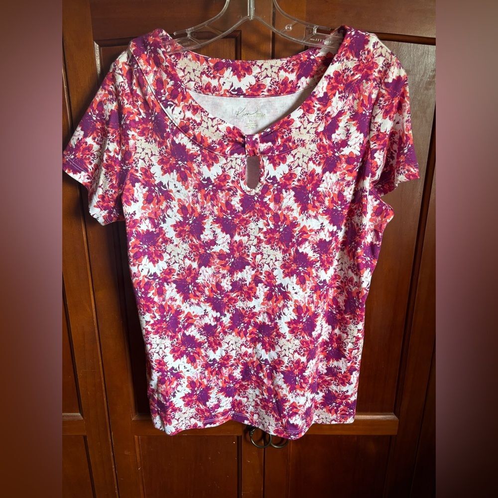 Kim Rogers Pink and White Floral Blouse #1302